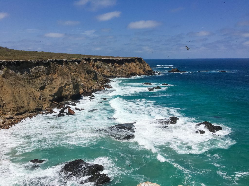 ocean meets cliff scenery of coast of ecuador